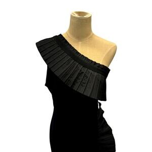 ONE33‎ SOCIAL Black Formal Dress,Ruffle, Crinkle, Off the shoulder,Reg 295.00